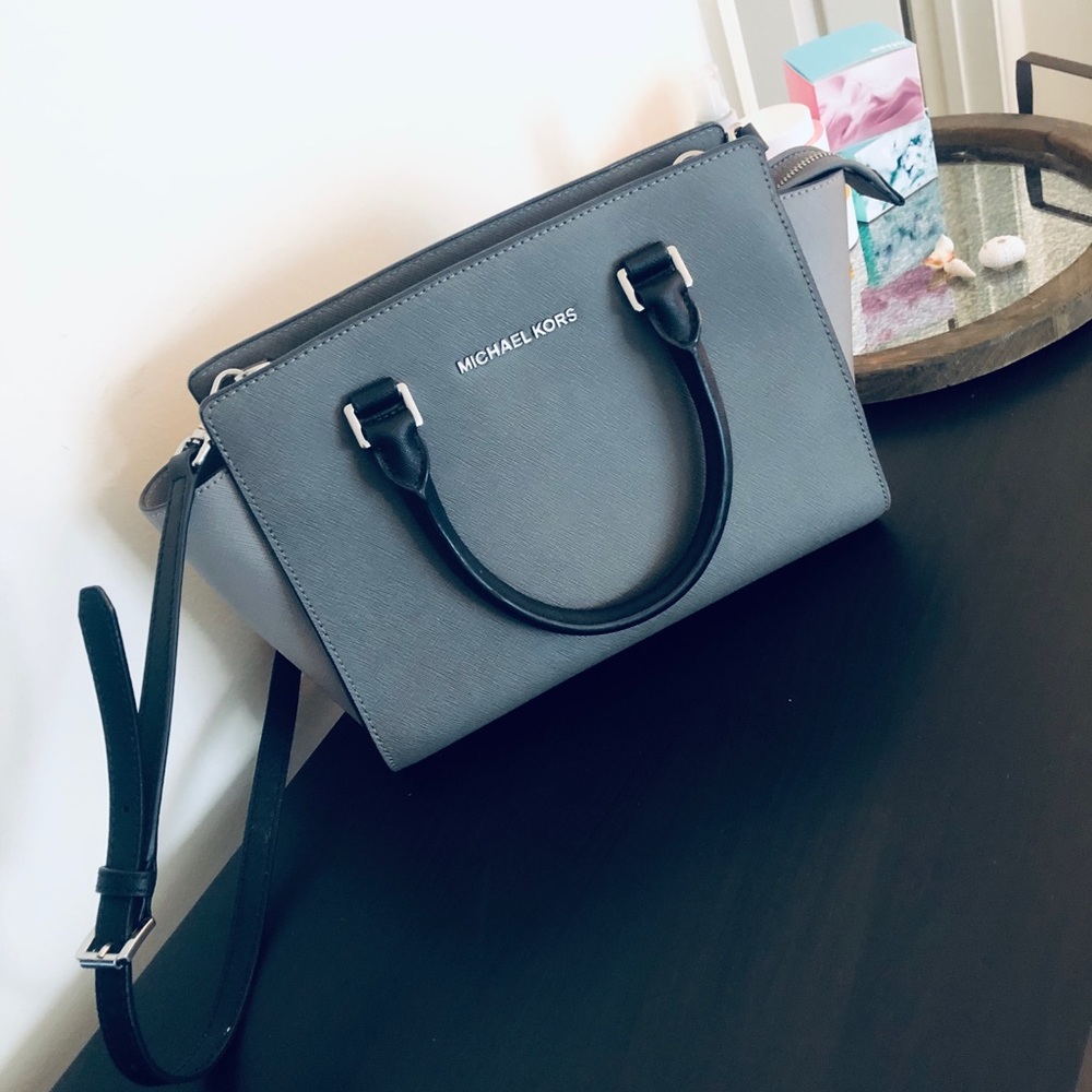 Michael Kors gray and silver satchel